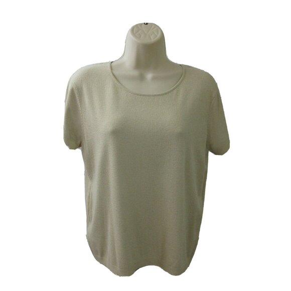 Jones New York Shell Size Large Beige Short Sleeve Rounded Neck Pullover Career - Picture 1 of 7